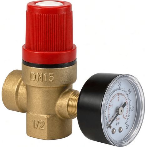 Soupape avec manomètre 3 bars DN 15 1/2" laiton Fluidheat (1/2)