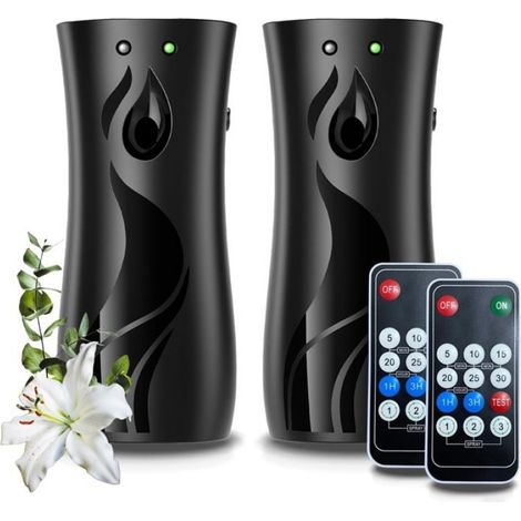 Lot de 2 Distributeurs Automatiques de Désodorisants, Support de Pulvérisation Mural ou Autonome, Plusieurs Réglages de Temps (1/4)