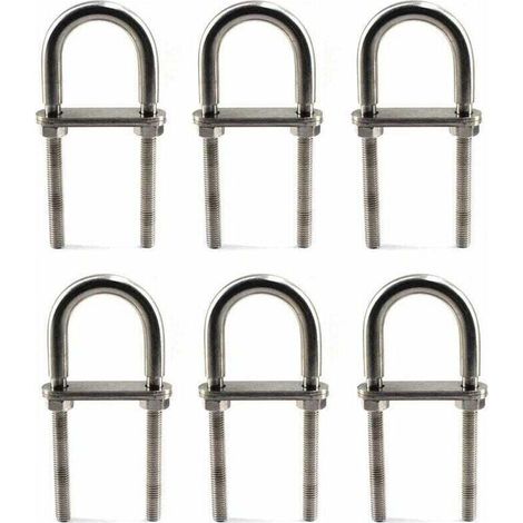 Boulon en U M6 x 90 mm en acier inoxydable 304 – Lot de 6 pièces – Résistant à la corrosion pour environnements humides - M6X90 (1/4)