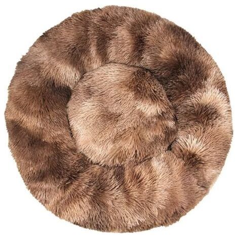 Lit pour Chat, Coussin Moelleux, Doux Lavable pour Chats Chiens (Tie-Dye Marron, 70 cm), Ensoleillé (1/5)