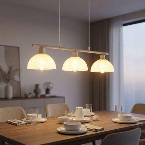 LED Hängeleuchte Pendelleuchte Esszimmer Höhenverstellbar Sand Metall H 120 cm (1/5)