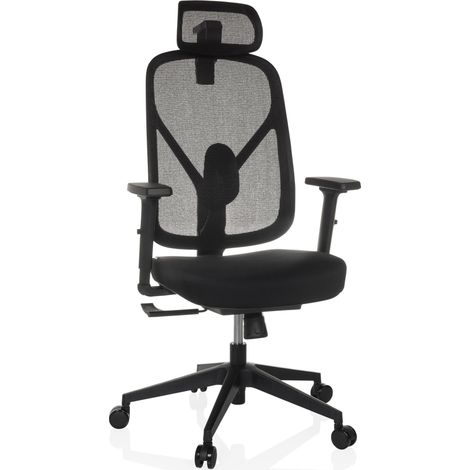 Chaise de bureau / Chaise pivotante RALOO ECO siège en tissu / dossier en maille filet noire hjh OFFICE