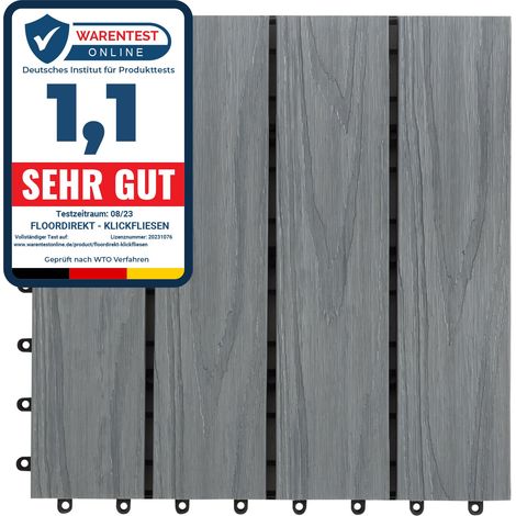 WPC-Terrassenfliese Classic Grau 30 x 30 cm 11 Stück