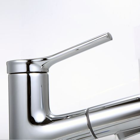 Grifo de cocina Decdeal con cabezal rociador extraíble de 2 chorros, mezclador de agua fría/caliente con válvula cerámica, monomando giratorio de 360°, grifo de lavabo con cabezal rociador extraíble y