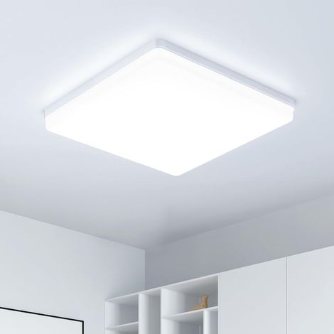 Plafonnier LED UFO Panel: 30CM 48W Carré Lampes de Plafond Moderne 6500K, 4800LM Luminaire Plafonnier Étanche IP44 pour Chambre, Salle De Bain, Salon, Cuisine, Bureau [Classe énergétique E] (1/5)