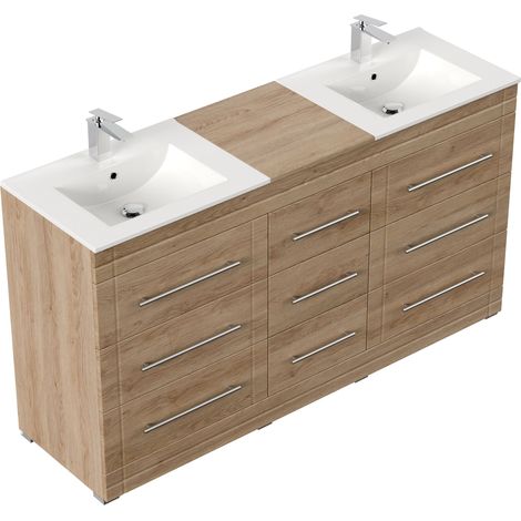 Stand Badmöbel Cosmo Modern SoftClose eiche hell (1/5)
