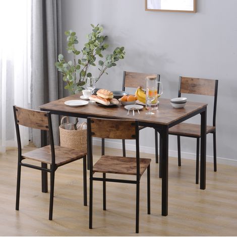 Essgruppe mit Tisch und 4 Stühlen, 108 x 65 x 75 cm, Vintage-Braun HAVRYA (1/5)