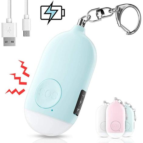 Alarme de Poche Rechargeable - Alerte personnelle sonore de 130 DB avec Porte-clés avec Lampe de Poche, sirène d'auto-défense d'alarme de Panique pour Femmes, Enfants, Filles et Personnes âgées (1/5)
