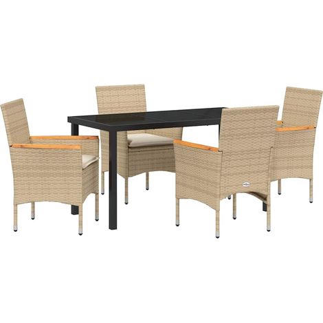 Maison Exclusive - Conjunto de Comedor de Jardín 5 uds. Beige rat (1/5)