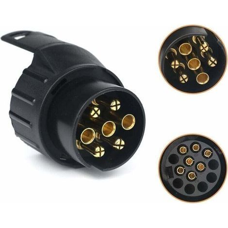 7/13 Adaptateur Prise Remorque 7 vers 13 Broches Connecteur Fiche Attelage 7 Pole a 13 Pin pour Remorque de Voiture, Tracteur, Caravane, Porte-vélo (1/4)