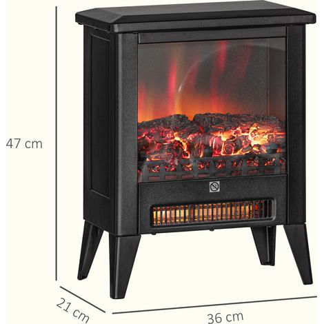 Plaque de cuisson électrique 1800 W (avec réglage de l'intensité de la flamme sur 3 niveaux), structure en métal et verre, 36 x 21 x 47 cm, noire (1/5)