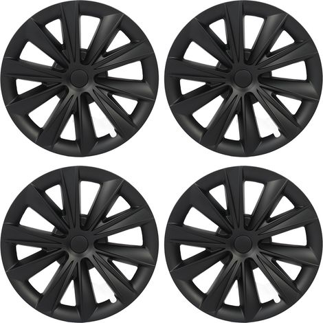 4Jantes Enjoliveurs 18 Pouces Sport Noir Mat Compatible Tesla Model 3 2017-2023 (1/5)