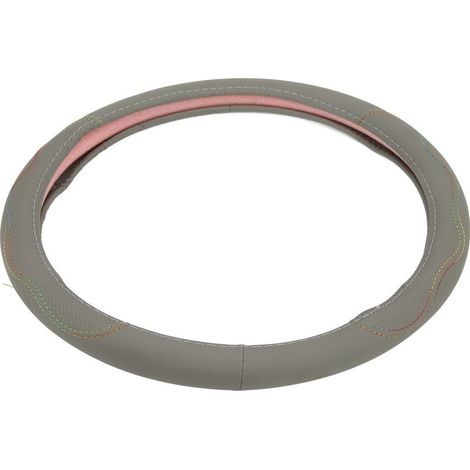 Housse de volant de voiture 15 pouces, protection universelle en cuir artificiel pour Modification, gris (1/5)