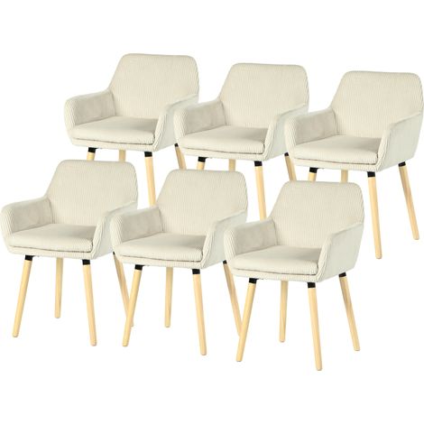 Set di 6 sedie da sala da pranzo stile scandinavo in velluto a coste, ELIA