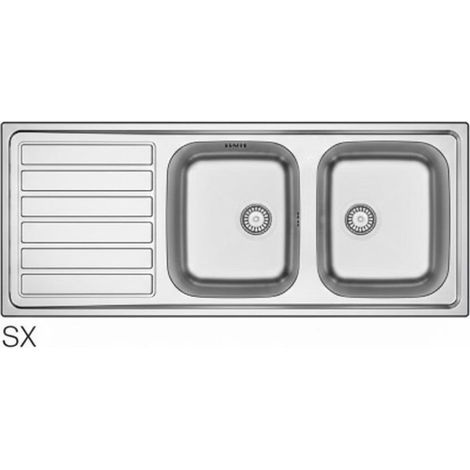 Lavello incasso in acciaio inox 120x50 cm gocciolatoio SX - Cromo