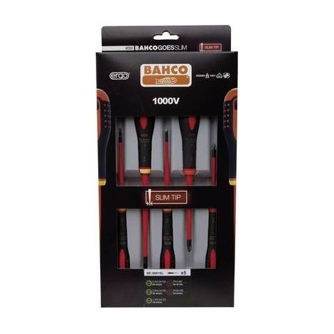 Bahco ERGO™ VDE set di 5 cacciaviti isolati ergonomici (1/2)