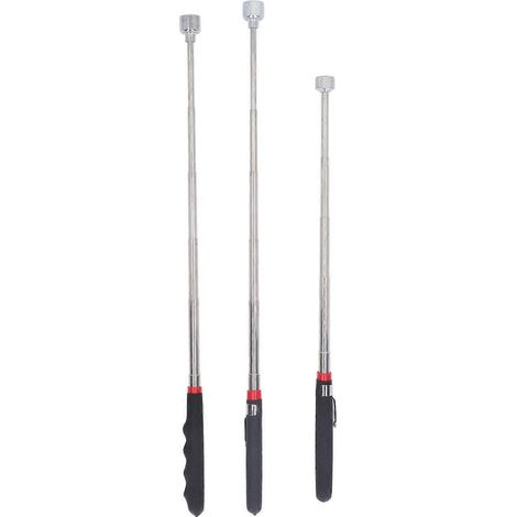 Ensemble de 3 outils de levage magnétiques télescopiques (4,5 kg, 6,8 kg, 9 kg) avec goupille rétractable pour garage et usine