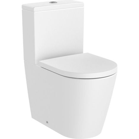 Pack WC sans bride "Inspira Round" Compacte évacuation duale avec abattant frein de chute, déclipsable - Blanc mat (1/5)