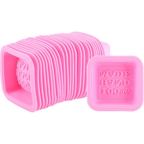 25 moules à savon en silicone faits main, multifonctionnels, pour bougies, gâteaux et pâtisseries (rose) (1/5)