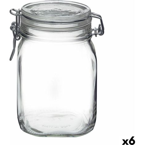 6 pz vaso di vetro ermetico 1000 ml per alimenti contenitore barattolo vasetto (1/3)
