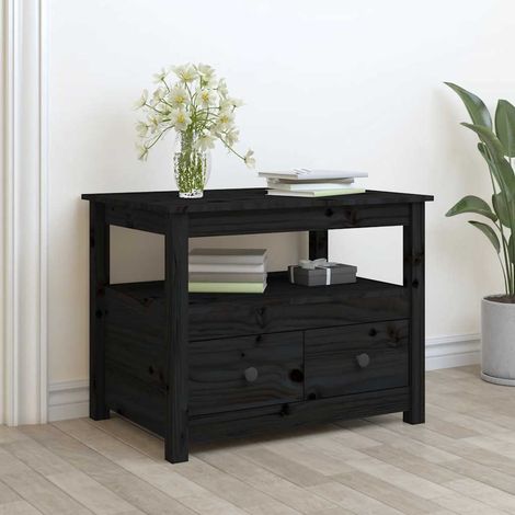 Maison Exclusive - Couchtisch Schwarz 71x49x55 cm Massivholz Kief