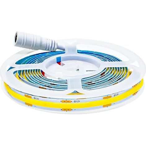 LED Strip 12V COB 2M White 6000K 320 LEDs/Meter Neon Strip Lights Flexible LED Strip Lights with DC Plug for Party Counter Shelf Home Decor (1/5)