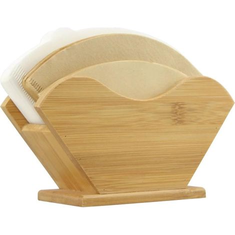 1 porte-filtres à café, bambou, forme conique, pour filtres papier Hario V60 et Chemex, support organiseur pour bar à café (1/5)