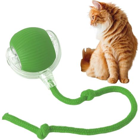 USB Rechargeable Interactive Cat Ball Toy - Smart Auto Rolling Pet Ball, Electric Toy Ball, Irregular Movement for Dogs and Cats (Green) (1/5)
