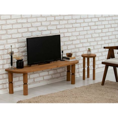 Dmora - Mueble de televisión Dgrimald, Aparador de salón, Mueble bajo para TV, Base de pared equipada, 140x35h40 cm, Roble (1/5)