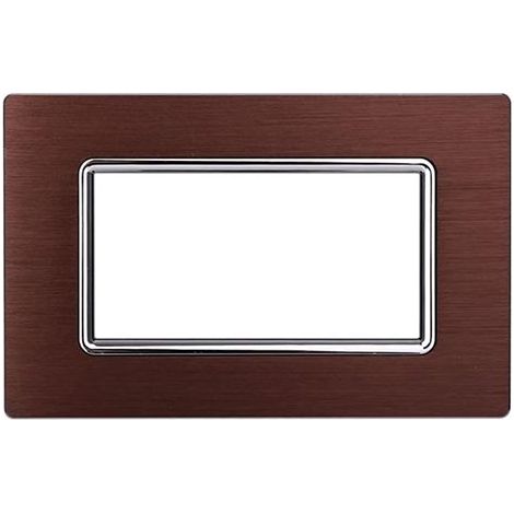 Ettroit Plaque compatible Bticino Livinglight 4 modules aluminium couleur bronze - LN86410