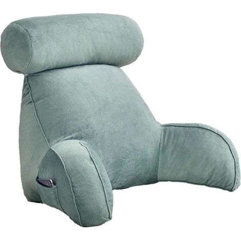 Coussin de lecture, coussin de dossier, coussin de dossier pour s'asseoir au lit, grand dossier pour adultes avec accoudoirs, poches latérales, coussin cervical amovible pour lire ou regarder des vidé (1/3)