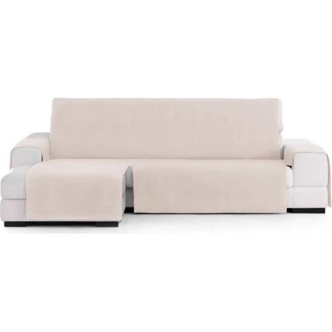 Housse de canapé - JUANIO - Canapé et chaise longue gauche - Beige - Antidérapante - 240x220 cm (1/3)