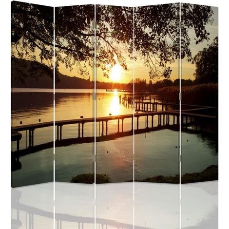 Paravento bilaterale, Tramonto su un fiume - 180x170 (1/5)
