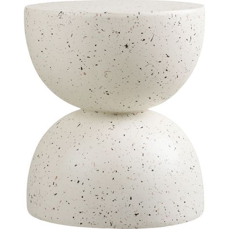 Table d'appoint en fibre d'argile blanche et aspect terrazzo - FIBRALYS (1/5)