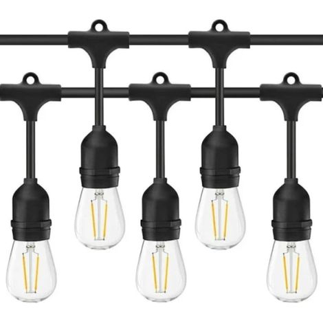 Guirlande lumineuse BZRSH avec 10 ampoules LED E27, 5 mètres de long, alimentation 220 V, blanc chaud (1/5)