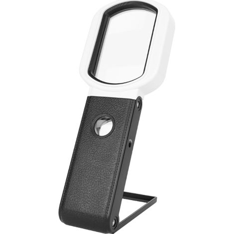 Lupa portátil multifuncional con aumento ajustable de 10x/25x, espejo de lectura cuadrado plegable con 6 LED y 2 lámparas UV. (1/5)