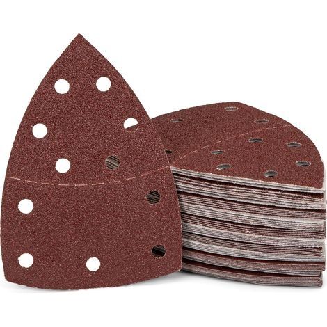 Lot de 50 triangles de ponçage Prio 11 trous 105 x 152 mm Grain 120 pour ponceuses multiples/feuilles abrasives/tampons abrasifs triangulaires/papier abrasif (1/5)