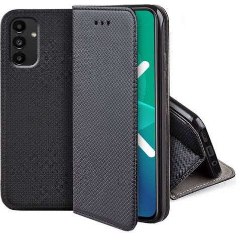 Custodia per Samsung Galaxy A25 5G, con magnete intelligente, nera e vetro 9H. (1/4)