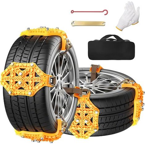 Cadenas de nieve universales para coches，paquete de 8 unidades，tamaños de 165 a 265 mm，adecuadas para carreteras heladas y resbaladizas (1/2)