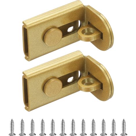 2Pcs Verrou Coulissant 2.09" serrure de sûreté À 90 Degrés Doré (1/5)