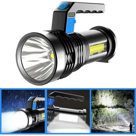 P500 Double Lumière 500m Longue Portée Lampe de Poche Puissante avec COB Sidelight USB Rechargeable Puissant Projecteur de Poche LED Projecteur (1/5)