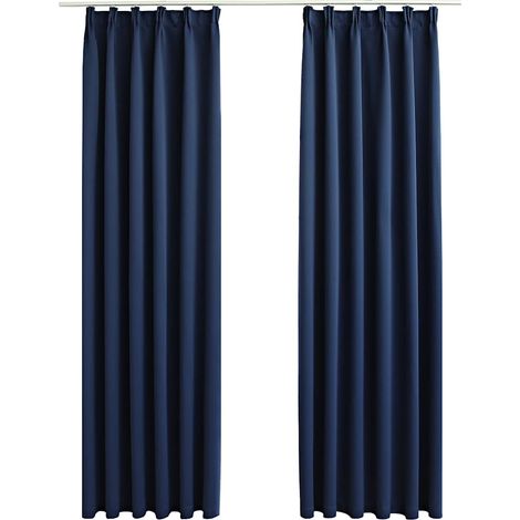 Maison Exclusive - Verdunkelungsvorhänge mit Haken 2 Stk. Blau 14