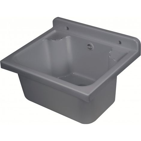 Mini évier mural extérieur, 42,5 x 34 cm, gris, compact et durable, pour jardin et garage, kit de montage inclus, Negrari (1/5)