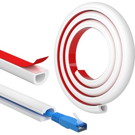 Goulotte Autocollante, Goulotte Électrique, Retardateur de Flammes, Peinturable, Goulotte Décorative pour La Maison et au Bureau, 15mm (Largeur) x 10mm (Hauteur) x 1m Longueurs - Blanc (1/5)
