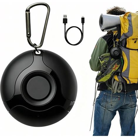 Répulsif anti-moustiques ultrasonique rechargeable – Appareil portable avec mousqueton – Répulsif pour maison jardin camping et activités extérieures – Noir (1/5)