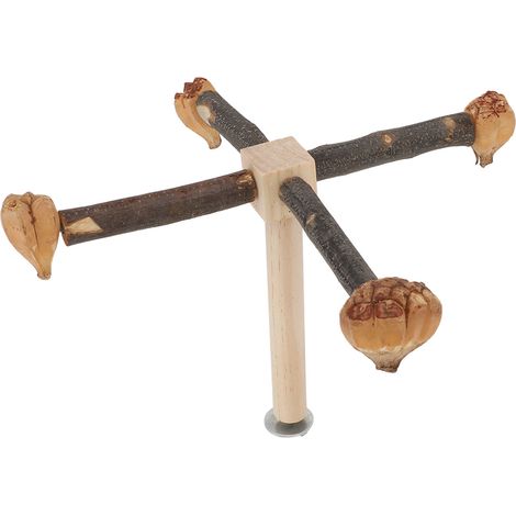 Perchoir rotatif interactif en bois pour perroquet, avec jouet à mâcher pour cage. (1/5)