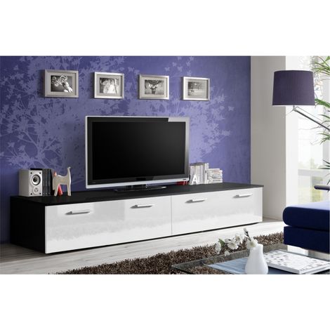 Banc TV - DUO - 200 cm x 35 cm x 45 cm - Noir et blanc - Livraison gratuite