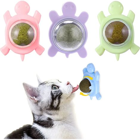 Lot de trois balles à l herbe à chat pour mur jouet pour chat rotatif pour divertissement et stimulation intérieure