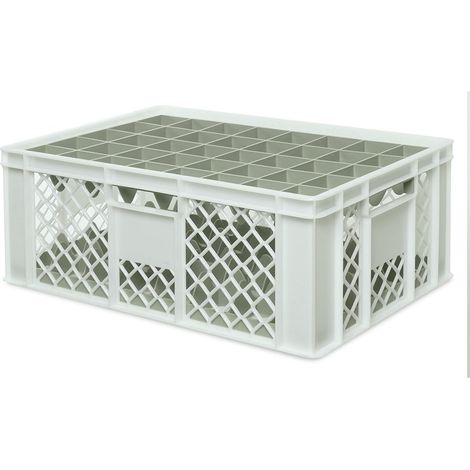 BRB Gläserkiste 600x400 mm für 15, 24, 33 oder 40 Gläser, farbig (Weiß, für 40 Gläser Ø 67 mm, Glashöhe max 205 mm)