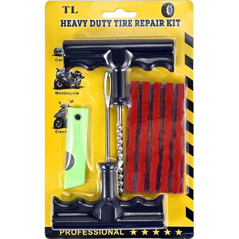 Meche Pneu Crevaison, 13PCS Kit de Réparation de Pneus avec Mèches, Kit Mèche Pneu Voiture, Kit Crevaison Voiture, Kit Reparation Pneu pour Voitures, Auto, Camions, Tracteurs, SUV, VTT, Motos (1/5)